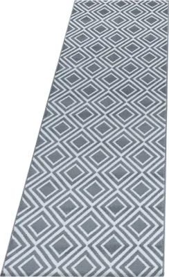 Produktbild von Teppich Läufer Wohnzimmer Grau 80x250 Geometrisches Design aus Polypropylen