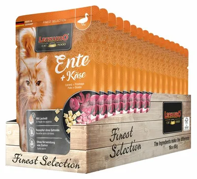 Immagine prodotto di LEONARDO cibo umido per gatti con anatra, pollo e formaggio senza cereali