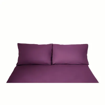 Produktbild von Einfarbige Bettwäschen-Sets für Einzel- und Doppelbetten, 100% Baumwolle Lila 200x220 cm