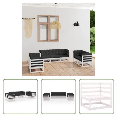 Produktbild von The Living Store 7-tlg. Garten-Lounge-Set mit Kissen Kiefer Massivholz