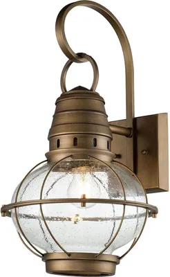 Produktbild von Wandleuchte außen Aluminium Glas 51 cm hoch IP44 in Messing Vintage Wandlampe