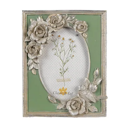 Image de Clayre & Eef Cadre photo 10x15 cm Argenté Polyrésine Fleurs