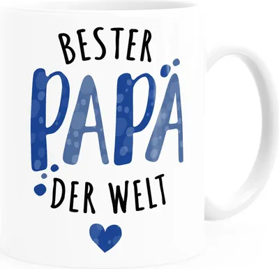 Produktbild von Kaffee-Tasse Beste Mama/Bester Papa der Welt Herz Geschenk für Eltern Vater Mutter Muttertag Vatertag Moonworks® Papa 2 weiß Keramik-Tasse