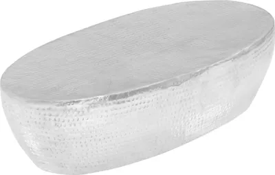 Image de Table basse argent martelé 100 x 50 x 28 cm aluminium