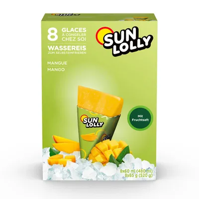Image de Sun Lolly Glace à l'eau à congeler au goût de mangue 8 pièces