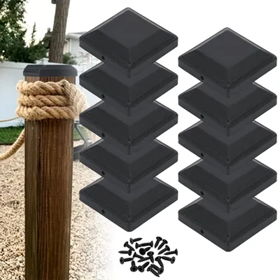 Zdjęcie produktu dla Kopułki ochronne, czarne, 7 x 7 cm - stal nierdzewna, przeznaczone do słupków ogrodzeniowych