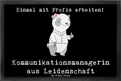 Produktbild von Mr. & Mrs. Panda Gummimatte Kommunikationsmanagerin Leidenschaft 40 x 60 cm - Schwarz - Geschenk, Lustig, Türvorleger, Spruch, Witzig, Studium, Schuhabstreifer, fußmatte