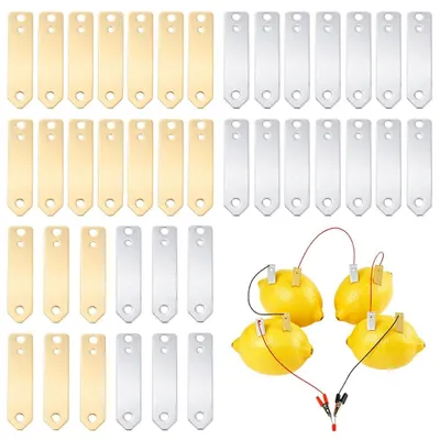 40er Set Kupfer-Zink-Elektrodenstreifen, 20x Messing + 20x Zink, 40x10x0,5 mm