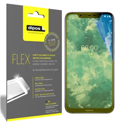 Produktbild von 3x Nokia 8.1 Schutzfolie Folie, 100% Displayabdeckung, dipos Flex