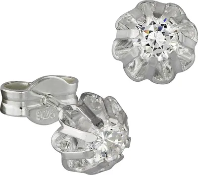 Produktbild von SilberDream Ohrstecker Damen Silber weiß Blümchen Zirkonia Ohrringe SDO5903W