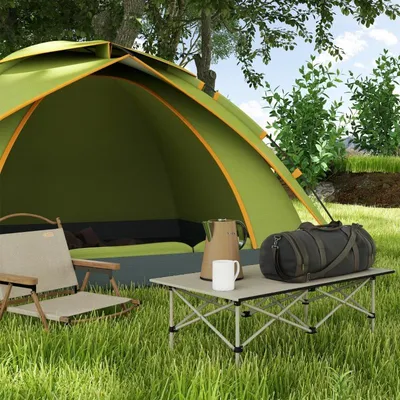 Immagine prodotto di okwish tavolo da campeggio portatile tavolo pieghevole da giardino con piano arrotolabile e borsa per il trasporto, tavolo laterale da bar per giardino/campeggio, kaki