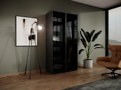 Produktbild von Masseno Drehtürenschrank ATELIO 101/200/51 cm Modern Kleiderschrank 2-türig Schwarz