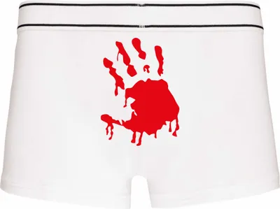 Produktbild von Boxershorts - Mann - Boxer-0037-man-white-h-M - weiß - M - hinten - Halloween Hand - lustiges Motiv - Spruch - Unterwäsche - Unterhose - Freizeit - lustig