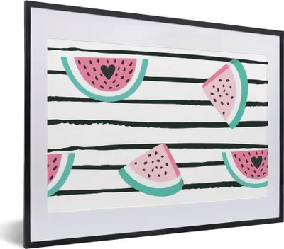 Produktbild von MuchoWow® Gerahmtes Poster Wassermelone - Sommer - Schwarz 40x30 cm - Poster mit Schwarzem Bilderrahmen Wandposter Rahmen Foto Bilder - Bilderrahmen - Poster im Rahmen