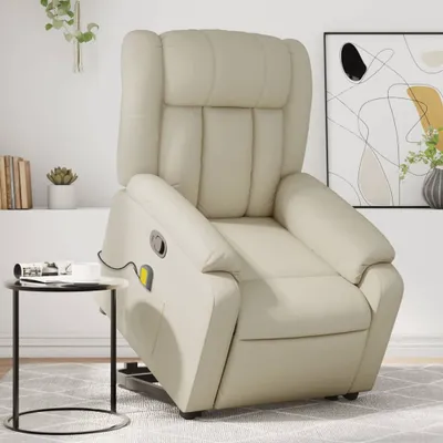 Produktbild von Cloris DesignMöbel Massagesessel mit Aufstehhilfe Creme Kunstleder , Klassische Sessel 2024 Neu