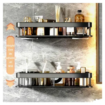 Produktbild von Duschablage ohne Bohren, 2 Stück Badezimmerregal, Badregal für Shampoo und Duschgel, Edelstahl Duschkorb für Bad und Küche (Silber)