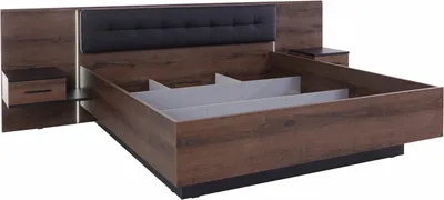 Produktbild von Furniture24 Bettgestelle Bellevue BLQL161B Bett Bettrahmen 160x200 cm mit Nachttische und LED Beleuchtung Schwarzeiche Schlammeiche Schlafzimmer