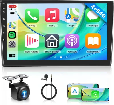 Zdjęcie produktu dla Androidowe radio samochodowe - system multimedialny 2 DIN - radio z Bluetooth - Carplay i Android Auto - 9-calowy dotykowy ekran HD