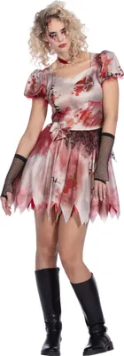 Produktbild von Blutiges Voodoo Puppen Kostüm Gr. 34-48 - Halloween Kleid Gr. 38/40