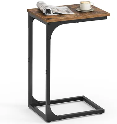 Immagine prodotto di Tavolino VASAGLE, tavolino da divano, forma a C, tavolino, con struttura in metallo, stile industriale, per soggiorno, camera da letto, colore marrone vintage-nero, modello LET350B01