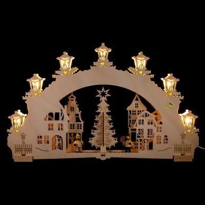 Zdjęcie produktu dla Łuk świąteczny 3D „Na jarmarku bożonarodzeniowym” (52 x 32 cm) firmy Saico Seiffen