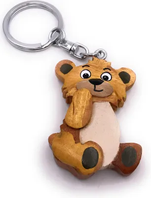 Image de Onwomania Porte-clés en bois Ours Teddy Animal Doudou mignon Pendentif Charm