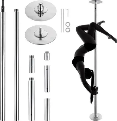 Produktbild von Professionelle Tanzstange,  Statische Tanzstange Kit, Handlich 45 mm Unverrostbare Stahltanzstange, Höhenverstellbar, für Training, zu Hause, im Fitnessstudio und Clubs, Silber