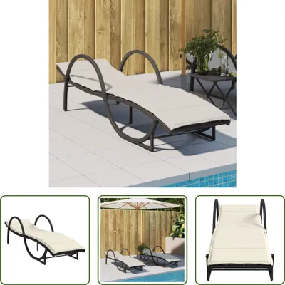 Produktbild von The Living Store Sonnenliege mit Auflage Schwarz 60x199x42 cm Poly Rattan