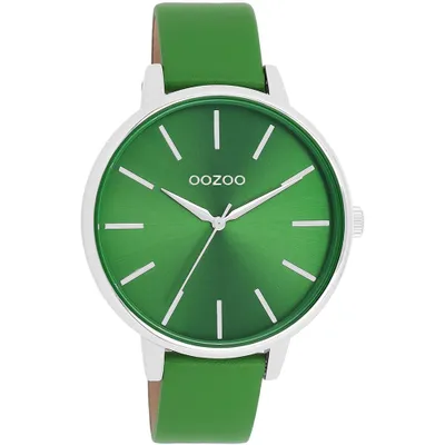 Produktbild von Oozoo Armbanduhr grün Leder Timepieces Damen Analog-Quarzuhr UOC11297