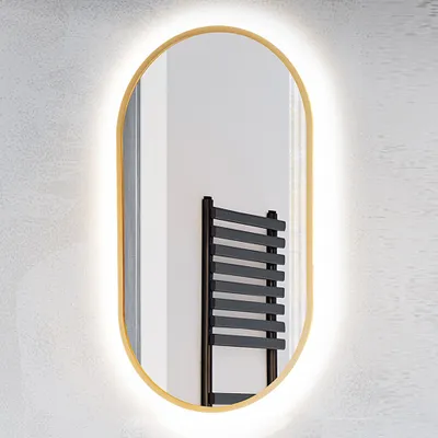 Produktbild von Badezimmer LED Spiegel, oval, in gold MIRROR-56, B/H/T ca. 50/90/3,5 cm