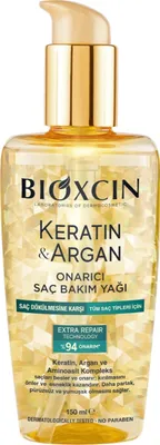 Obrázek produktu pro Bioxcin Keratin a arganový olej - regenerační olej pro péči o vlasy - proti krepatění vlasů