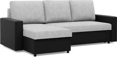 Produktbild von Ecksofa mit Schlaffunktion LUNA, Universelle Seite, Grau + Schwarz