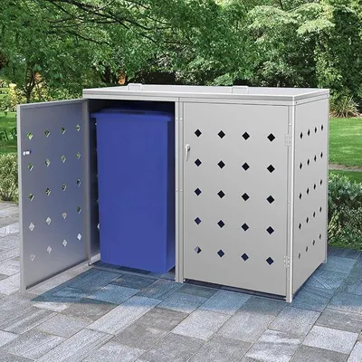 Produktbild von Mülltonnenbox für 2 Tonnen 240 L Edelstahl