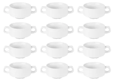 Image de Solidchoice - Bols à soupe blancs empilables avec anses, 290 ml