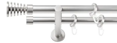 Produktbild von SN Deco Gardinenstange Gap, 19 mm, 2-läufig, Stahl, Komplett-Set mit Ringen, Auflageträger, 360 cm, chrom matt