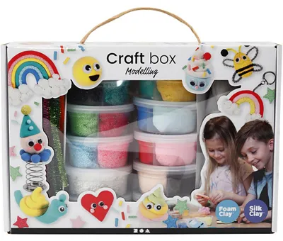 Produktbild von Geschenkbox mit Foam Clay® und Silk Clay®, Modellieren, Sortierte Farben, 1 Set [HOB-98120]