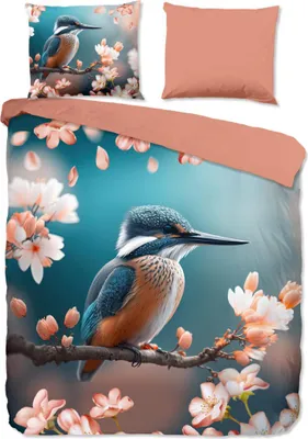 Produktbild von Good Morning Bettbezug "Eisvogel mit Blumen" - multi - (200x200/220 cm) - Baumwolle