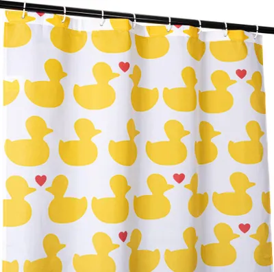 Produktbild von Duschvorhang FASTY Ente Anti-Schimmel Polyester Badezimmervorhang Bad-Stoff 120x200cm Gelb Robust