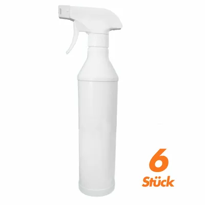 Produktbild von Sprühflasche leer mit Sprühkopf 500ml ohne Beschriftung in der Farbe weiß -perfekt zum Auftragen des Reinigers an der gewünschten Stelle - VPE 6 Stück