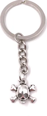 Produktbild von Onwomania Schlüsselanhänger Totenkopf Giftsymbol Gefahr Schädelkopf Metall Anhänger Charm