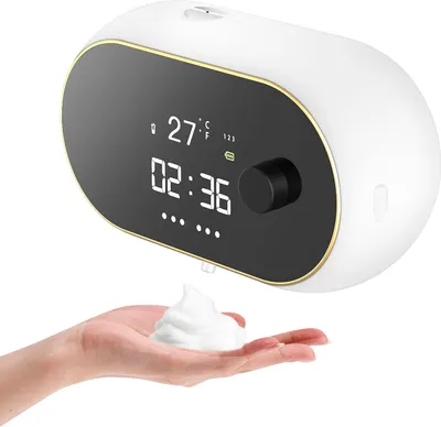 Produktbild von Automatischer Seifenspender zur Wandmontage, 450 ml, berührungsloser Händedesinfektionsspender, USB-Aufladung, wandmontierter LED-Display-Sensor(Weiß)