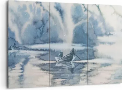 Produktbild von Bild auf Leinwand - Leinwandbild - Boot Fischer Wasser - 105x70cm - Wand Bild - Wanddeko - Leinwanddruck - Bilder - Kunstdruck - Wanddekoration - Leinwand bilder - Wandkunst - CE105x70-3864