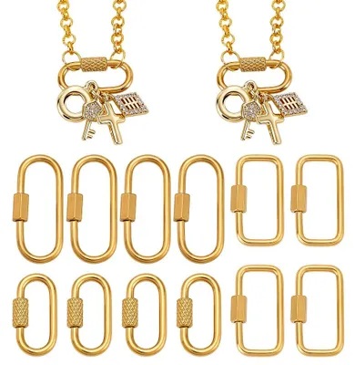 Edelstahl-Schraubkarabiner 12er-Set, 3 Größen, Gold