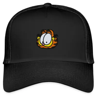 Produktbild von Spreadshirt Garfield Als Stick-Design Trucker Cap, One size, Schwarz/Schwarz