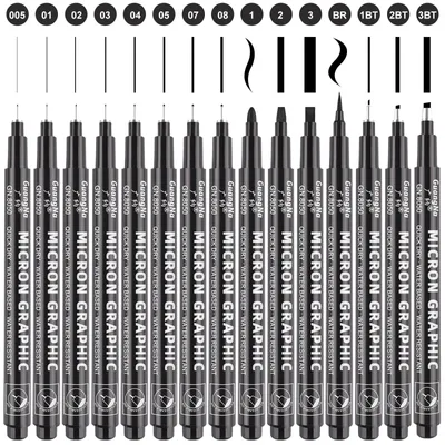Produktbild von Set mit 15 Fineliner-Stiften für technische Zeichnungen