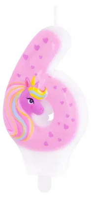 Produktbild von PartyPal Geburtstagskerze Einhorn Zahl 6 für Kinder