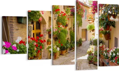 Produktbild von Bild auf Leinwand - Leinwandbild - Blume Straße Haus - 100x60cm - Wand Bild - Wanddeko - Wandbilder - Leinwanddruck - Bilder - Kunstdruck - Wanddekoration - Leinwand bilder - Wandkunst - EG100x60-3586
