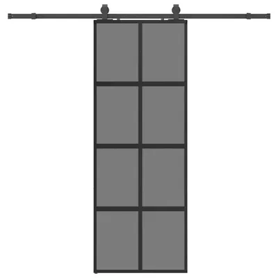Zdjęcie produktu dla vidaXL Drzwi przesuwne z okuciem czarne 76x205 cm szkło hartowane