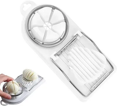 Obrázok produktu pre Rezačka na vajcia 2 v 1 – praktický kuchynský nástroj z nehrdzavejúcej ocele – rezačka na vajcia pre rýchle a presné krájanie