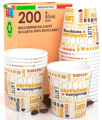 Pappbecher 85 ml weiß biologisch abbaubar 200 Stück Einweg Heißgetränke